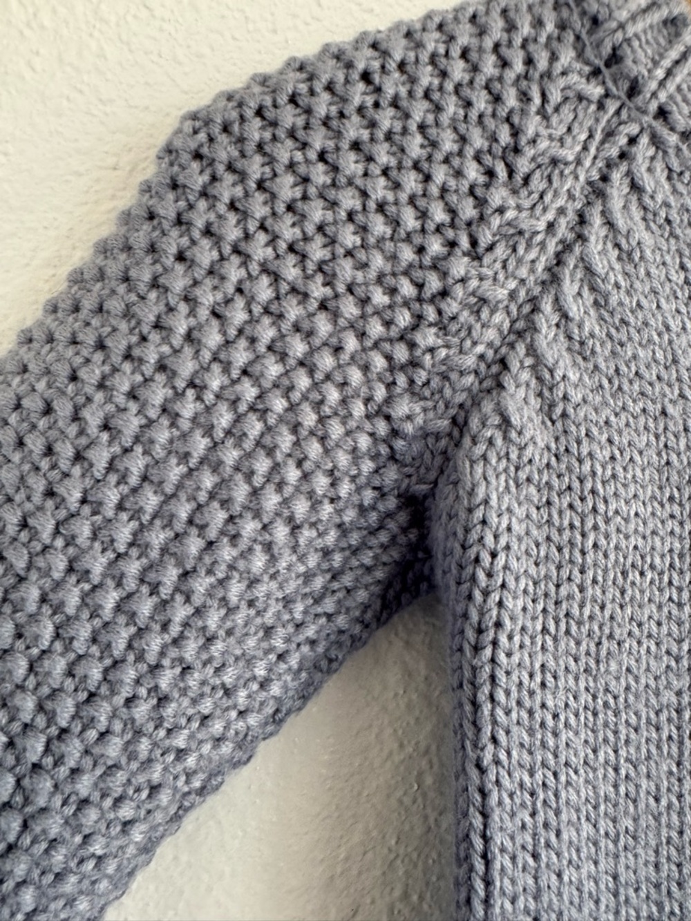 Multi Textured Grey Knit Sweater with Cloud and Colorful Raindrops Size 2 - Picture 5 of 8